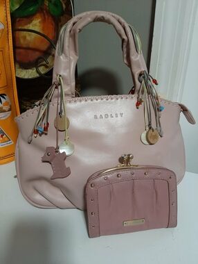 RADLEY LONDON Leather Top Handle Grab Bag & Wallet 2 Pc Set